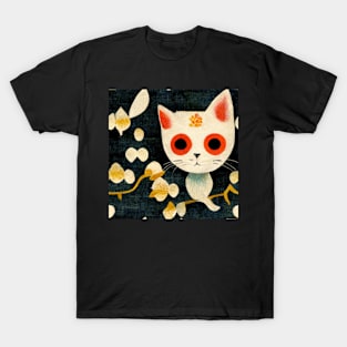 Cute Japanese Chiyogami Cat Pattern T-Shirt